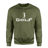Basic Golf with Golfer Icon on a Sweatshirt with a White Graphic