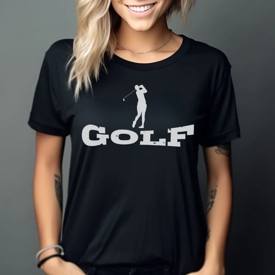 Basic Golf with Golfer Icon on a Unisex T-Shirt with a White Graphic