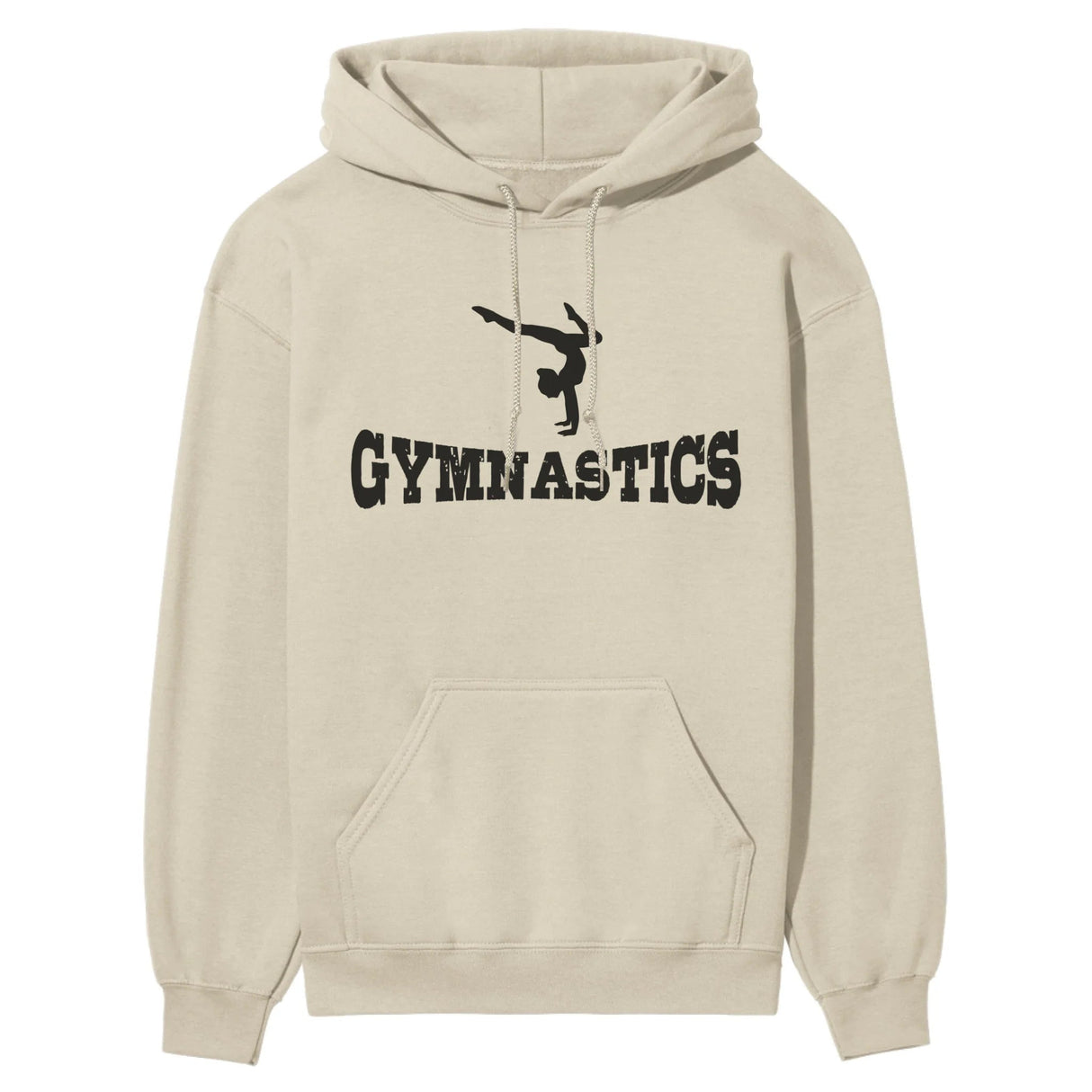 Basic Gymnastics with Gymnast Icon on a Hoodie with a Black Graphic