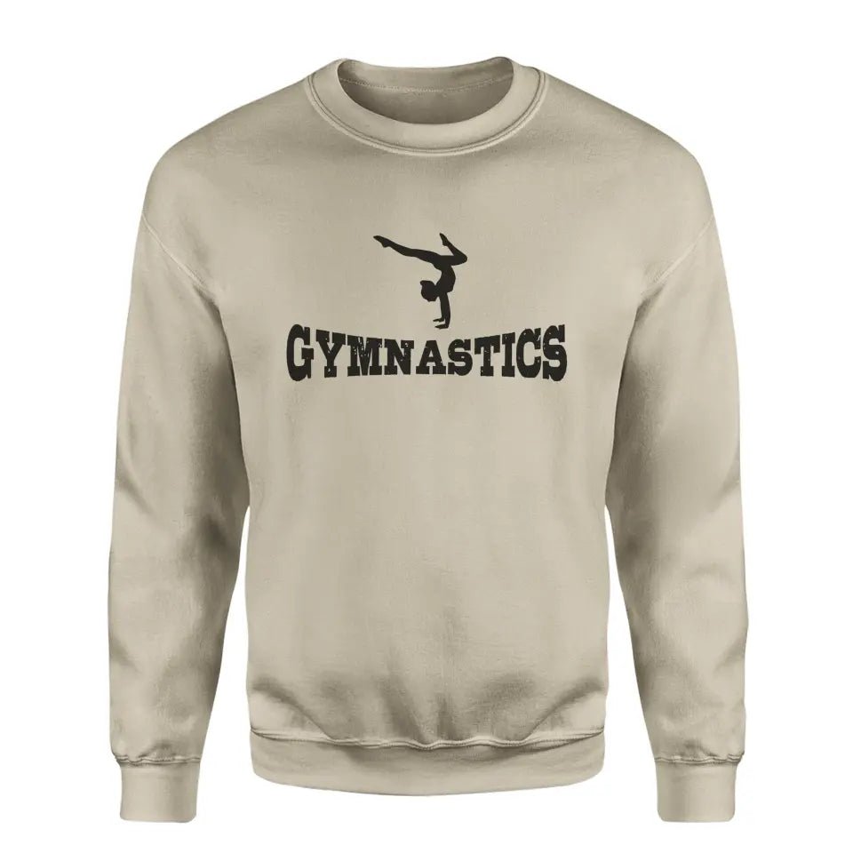 Basic Gymnastics with Gymnast Icon on a Sweatshirt with a Black Graphic