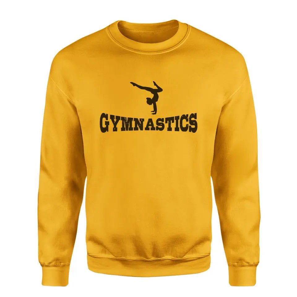 Basic Gymnastics with Gymnast Icon on a Sweatshirt with a Black Graphic