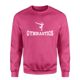 Basic Gymnastics with Gymnast Icon on a Sweatshirt with a White Graphic