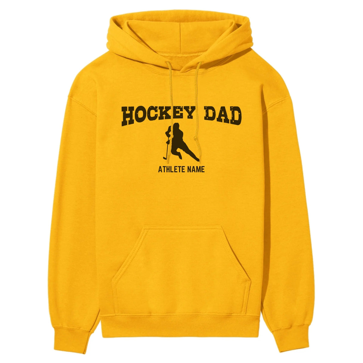 Hockey Dad with Hockey Player Icon and Hockey Player Name on a Hoodie with a Black Graphic