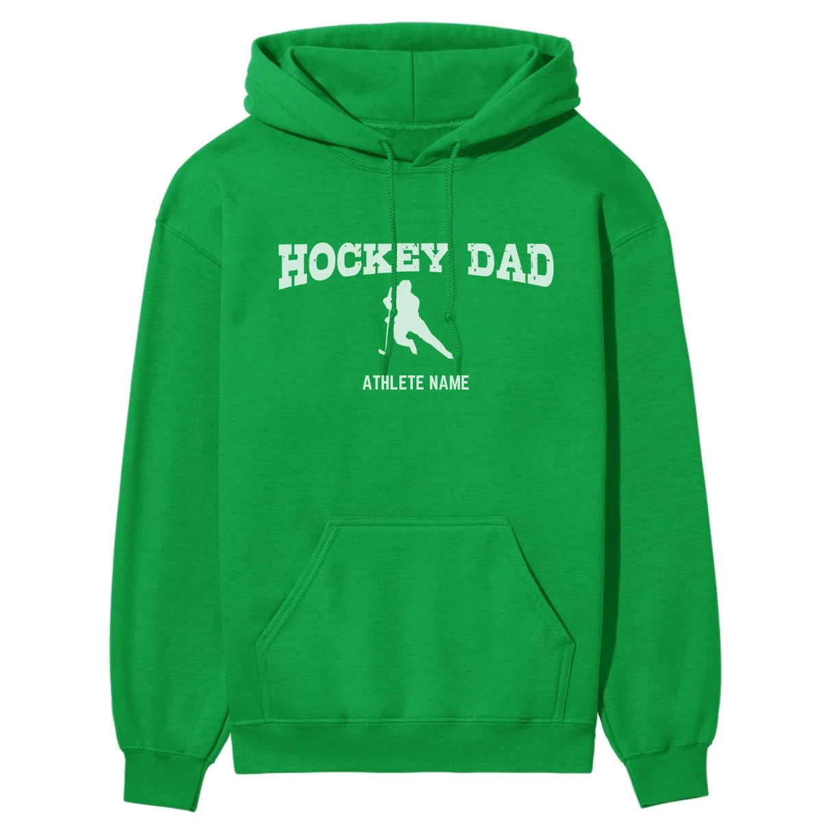 Hockey Dad with Hockey Player Icon and Hockey Player Name on a Hoodie with a White Graphic