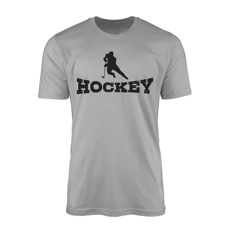 Basic Hockey with Hockey Player Icon on a Men's T-Shirt with a Black Graphic