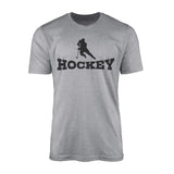 Basic Hockey with Hockey Player Icon on a Men's T-Shirt with a Black Graphic