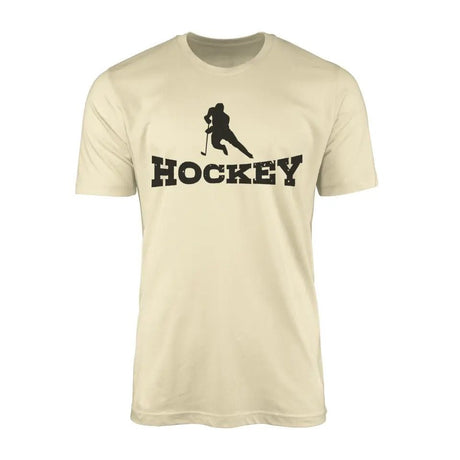 Basic Hockey with Hockey Player Icon on a Men's T-Shirt with a Black Graphic