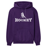 Basic Hockey with Hockey Player Icon on a Hoodie with a White Graphic