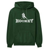 Basic Hockey with Hockey Player Icon on a Hoodie with a White Graphic