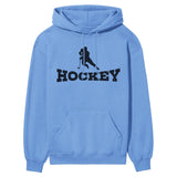 Basic Hockey with Hockey Player Icon on a Hoodie with a Black Graphic