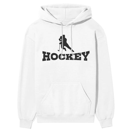 Basic Hockey with Hockey Player Icon on a Hoodie with a Black Graphic