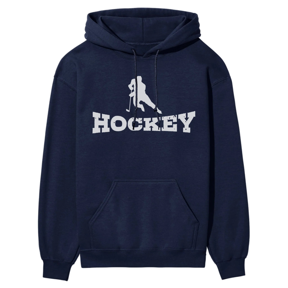 Basic Hockey with Hockey Player Icon on a Hoodie with a White Graphic