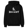 Basic Hockey with Hockey Player Icon on a Hoodie with a White Graphic