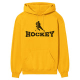 Basic Hockey with Hockey Player Icon on a Hoodie with a Black Graphic