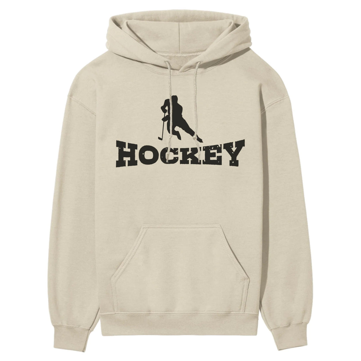 Basic Hockey with Hockey Player Icon on a Hoodie with a Black Graphic