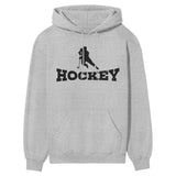 Basic Hockey with Hockey Player Icon on a Hoodie with a Black Graphic