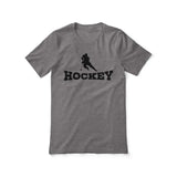 Basic Hockey with Hockey Player Icon on a Unisex T-Shirt with a Black Graphic