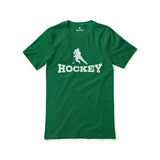 Basic Hockey with Hockey Player Icon on a Unisex T-Shirt with a White Graphic