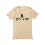 Basic Hockey with Hockey Player Icon on a Unisex T-Shirt with a Black Graphic