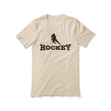 Basic Hockey with Hockey Player Icon on a Unisex T-Shirt with a Black Graphic