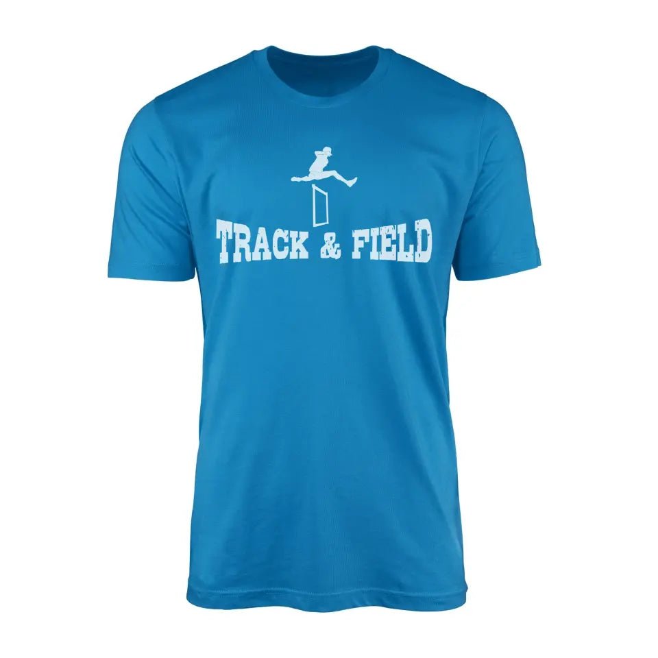 Basic Hurdles with Hurdler Icon on a Men's T-Shirt with a White Graphic