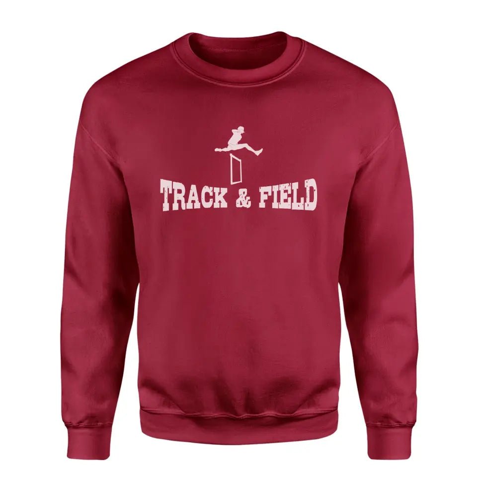 Basic Hurdles with Hurdler Icon on a Sweatshirt with a White Graphic