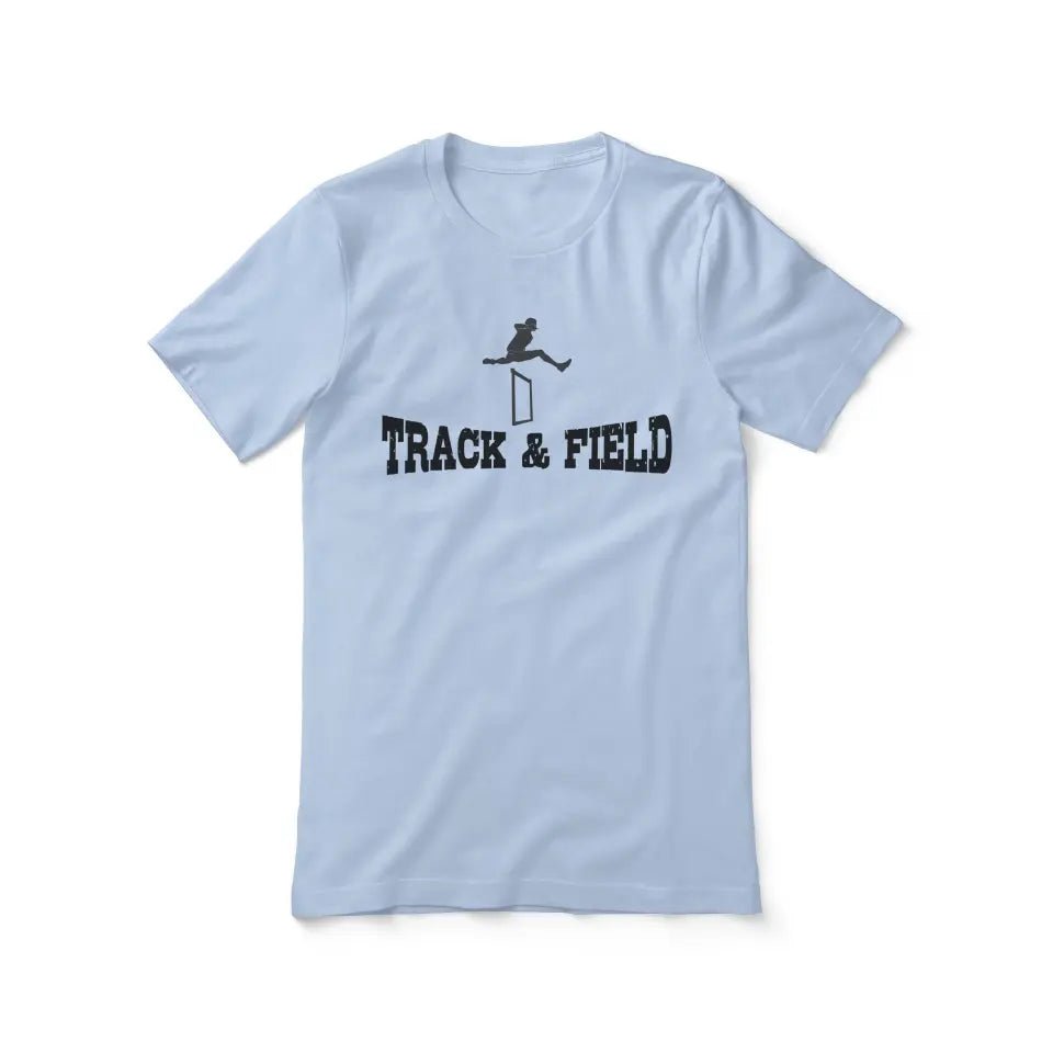 Basic Hurdles with Hurdler Icon on a Unisex T-Shirt with a Black Graphic