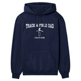 Hurdles Dad with Hurdler Icon and Hurdler Name on a Hoodie with a White Graphic