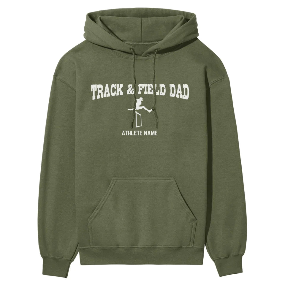 Hurdles Dad with Hurdler Icon and Hurdler Name on a Hoodie with a White Graphic