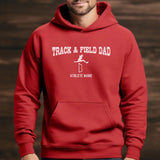 Hurdles Dad with Hurdler Icon and Hurdler Name on a Hoodie with a White Graphic