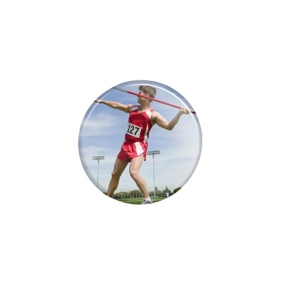 Custom Javelin Thrower Photo on a Button