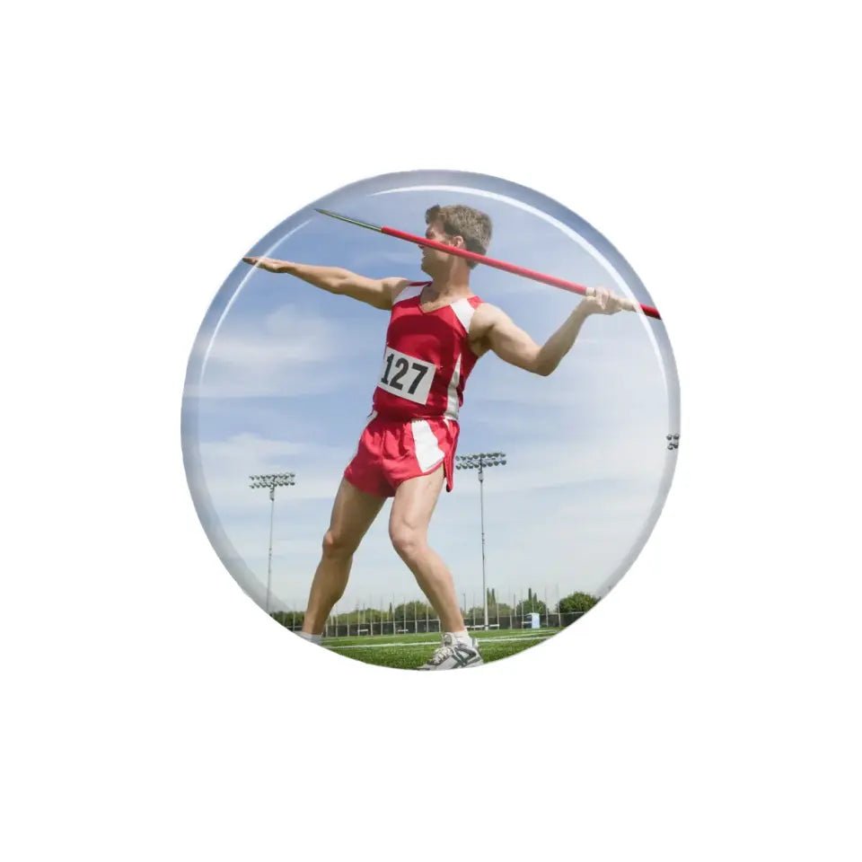 Custom Javelin Thrower Photo on a Button