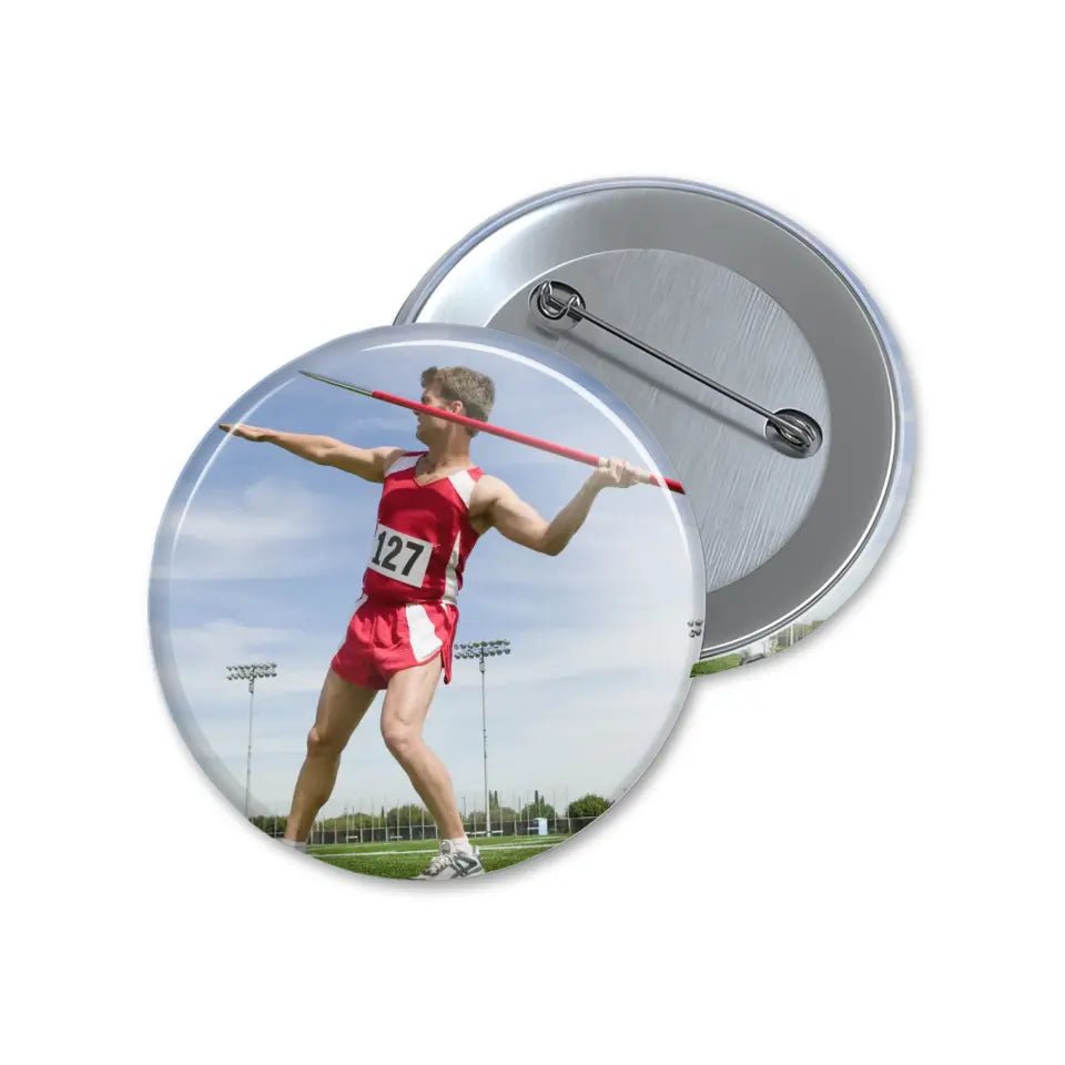 Custom Javelin Thrower Photo on a Button