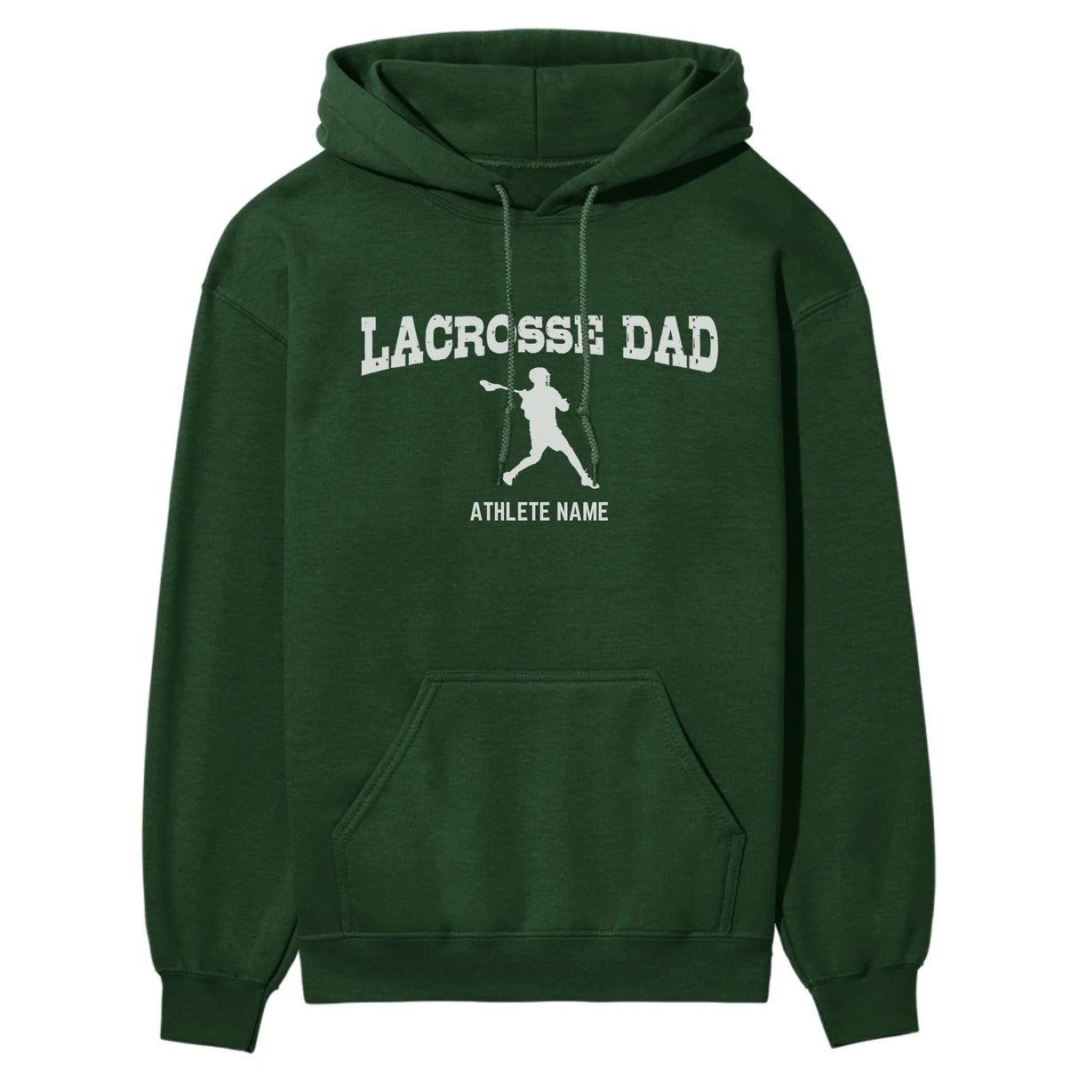 Lacrosse Dad with Lacrosse Player Icon and Lacrosse Player Name on a Hoodie with a White Graphic