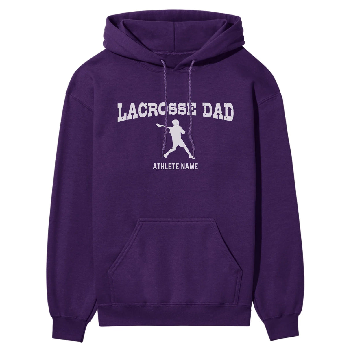 Lacrosse Dad with Lacrosse Player Icon and Lacrosse Player Name on a Hoodie with a White Graphic