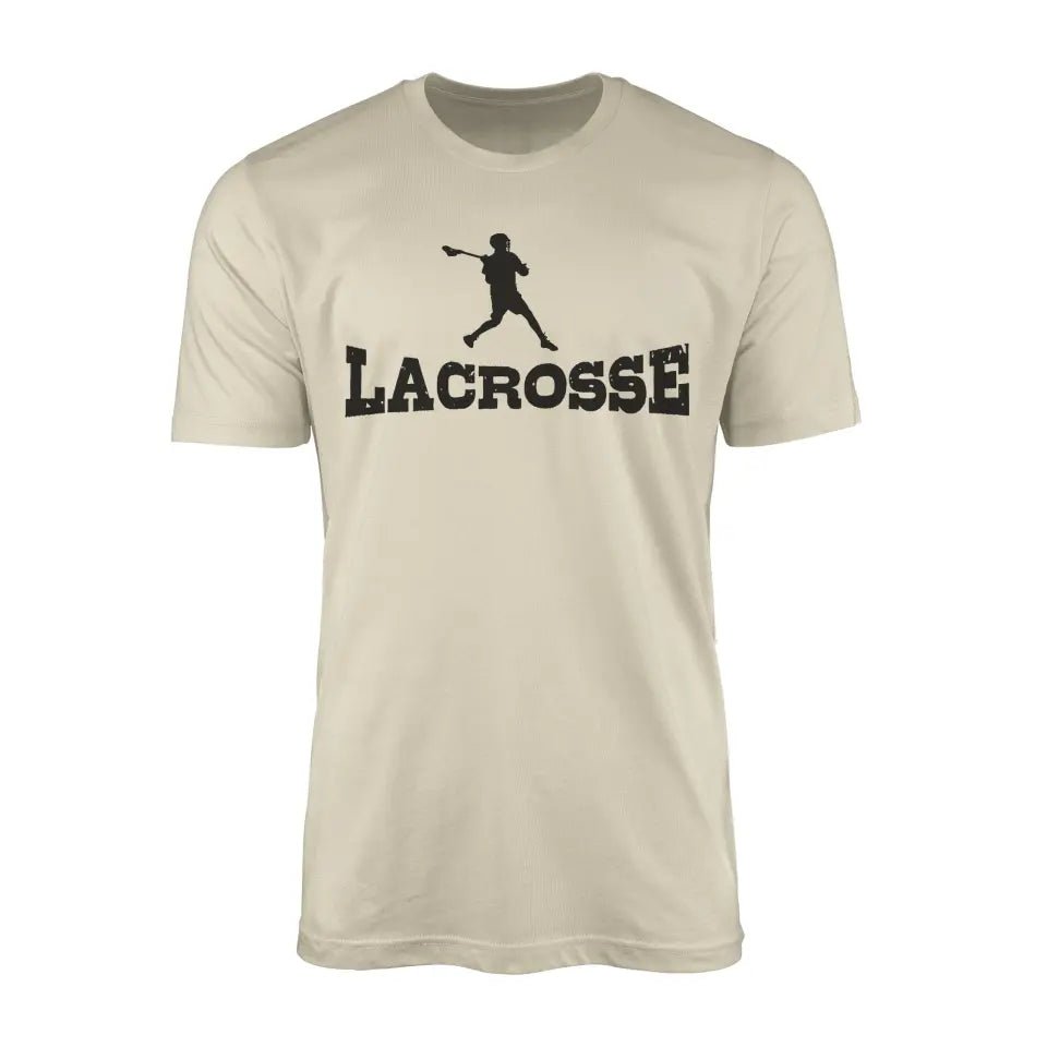 Basic Lacrosse with Lacrosse Player Icon on a Men's T-Shirt with a Black Graphic