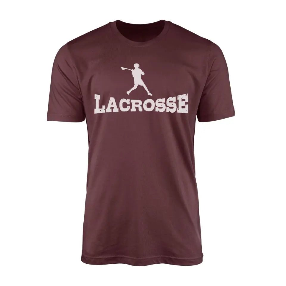 Basic Lacrosse with Lacrosse Player Icon on a Men's T-Shirt with a White Graphic