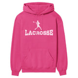 Basic Lacrosse with Lacrosse Player Icon on a Hoodie with a White Graphic