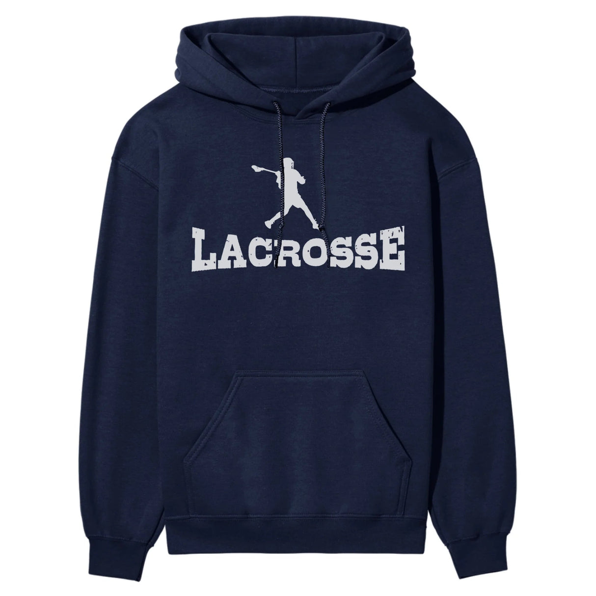 Basic Lacrosse with Lacrosse Player Icon on a Hoodie with a White Graphic