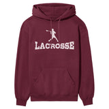 Basic Lacrosse with Lacrosse Player Icon on a Hoodie with a White Graphic