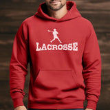 Basic Lacrosse with Lacrosse Player Icon on a Hoodie with a White Graphic