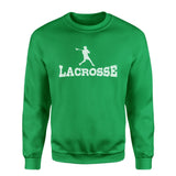 Basic Lacrosse with Lacrosse Player Icon on a Sweatshirt with a White Graphic