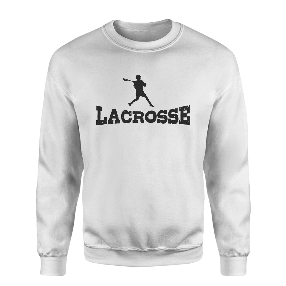 Basic Lacrosse with Lacrosse Player Icon on a Sweatshirt with a Black Graphic