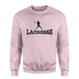 Basic Lacrosse with Lacrosse Player Icon on a Sweatshirt with a Black Graphic
