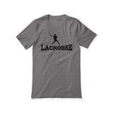 Basic Lacrosse with Lacrosse Player Icon on a Unisex T-Shirt with a Black Graphic