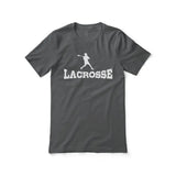 Basic Lacrosse with Lacrosse Player Icon on a Unisex T-Shirt with a White Graphic