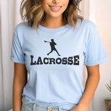 Basic Lacrosse with Lacrosse Player Icon on a Unisex T-Shirt with a Black Graphic