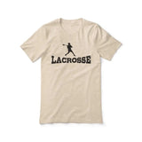 Basic Lacrosse with Lacrosse Player Icon on a Unisex T-Shirt with a Black Graphic