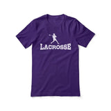 Basic Lacrosse with Lacrosse Player Icon on a Unisex T-Shirt with a White Graphic