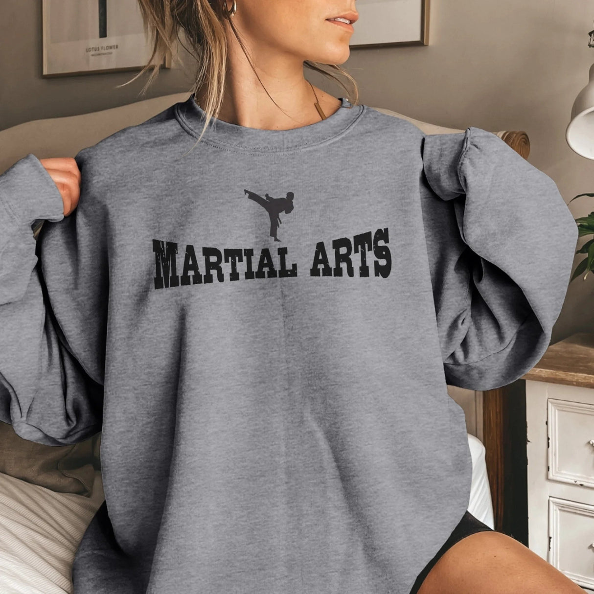 Basic Martial Arts with Martial Artist Icon on a Sweatshirt with a Black Graphic